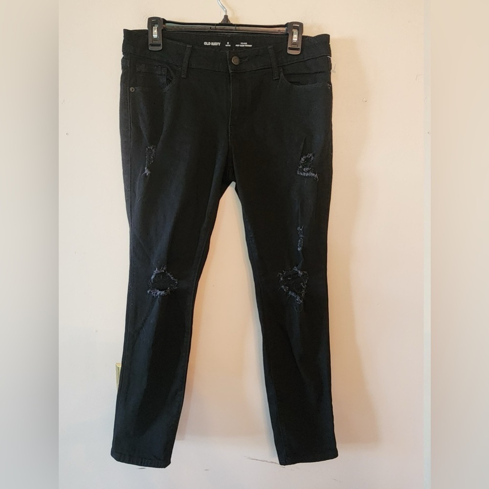 Old navy pop icon skinny mid rise black jeans size 8 petite